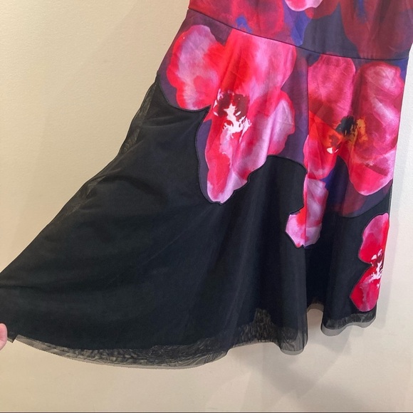 BELLE BY BADGLEY MISCHKA Sz 10 Floral and Mesh A-Line  Zipper Closure Dress - Picture 6 of 14